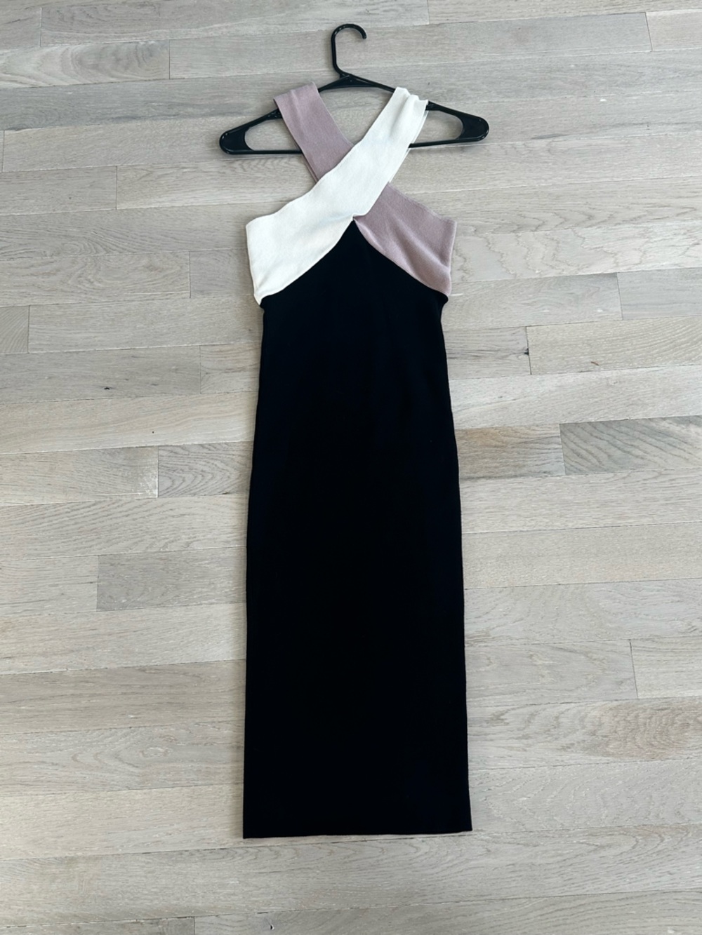 Colorblock Cross-Strap Black, White & Mauve Womens Dress